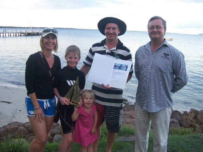 Sail Port Stephens 2013 - Will with Darrell and proud parents Lynne and Greg © Lue Fagan